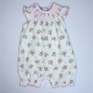 Kissy Kissy Baby Girl Floral Hand Smocked Playsuit Size 0-3M